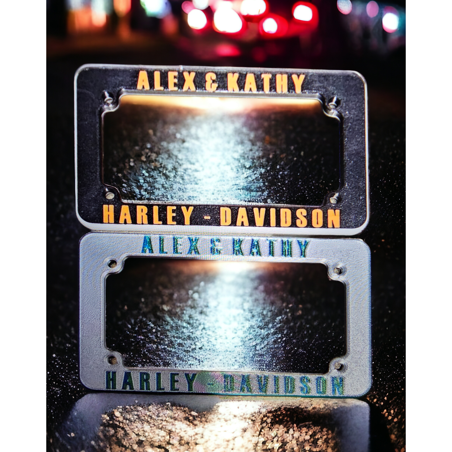 Custom motorcycle license plate frames