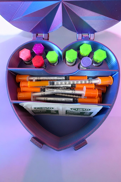 Peptide Heart Storage Case – 6 Vial Fridge Organizer