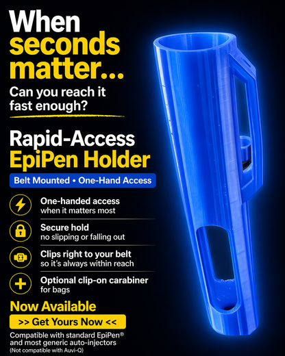 Rapid-Access EpiPen Holder – Belt Mounted & Carabiner Carry Case